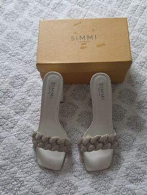 SIMMI London White Braided Bead Slide Mules